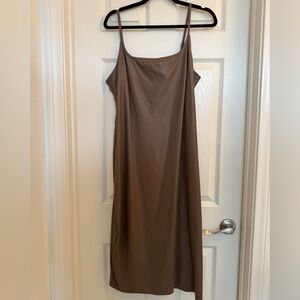 Brown Faux Leather Slip Dress